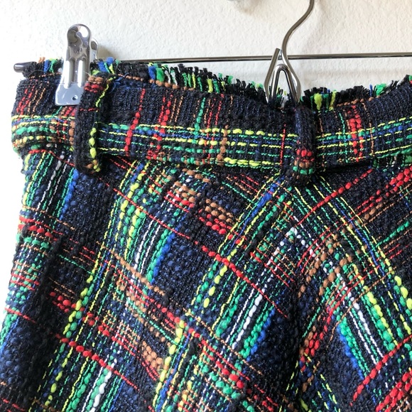 Zara Autumn Vintage Tweed Tartan Plaid High Waist Midi Skirt Size XS - Picture 13 of 15